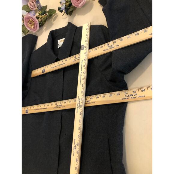 Talbots Women Plus 100% Wool Jacket Gray Pocket Full Zip Closur Clueless Preppy - Picture 8 of 10